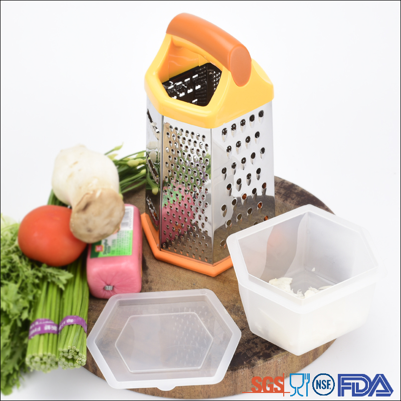 6 Sides Professional Kitchen Vegetable Graters Multipurpose Stainless Steel Box Grater with Container