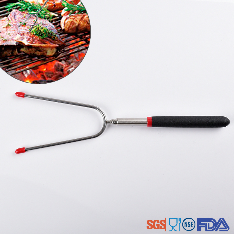 Extendable bbq accessory skewer hot dog fork marshmallow roasting sticks scalable bbq fork