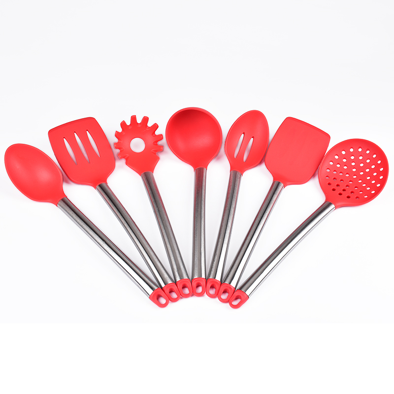 7 Piece Premium Stainless Steel Heat Resistant Cooking Utensils Silicone Cooking Utensil Sets