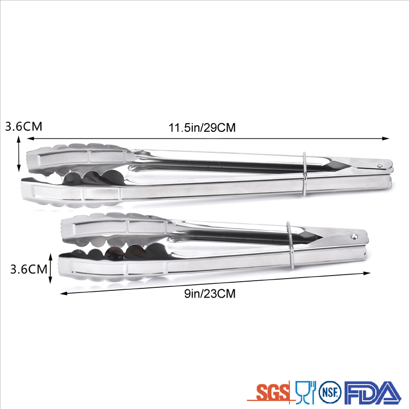 Stainless steel BBQ Whole Metal Stainless Steel Kitchen bread food bbq grill Tongs