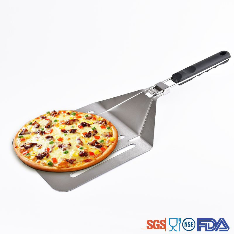 Stainless steel folding pizza spatula pizza turner with PP plastic handle