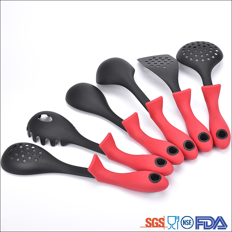 6 Pc New Design Red Soft Handle Household Cooking Nylon Durable Kitchen Utensils