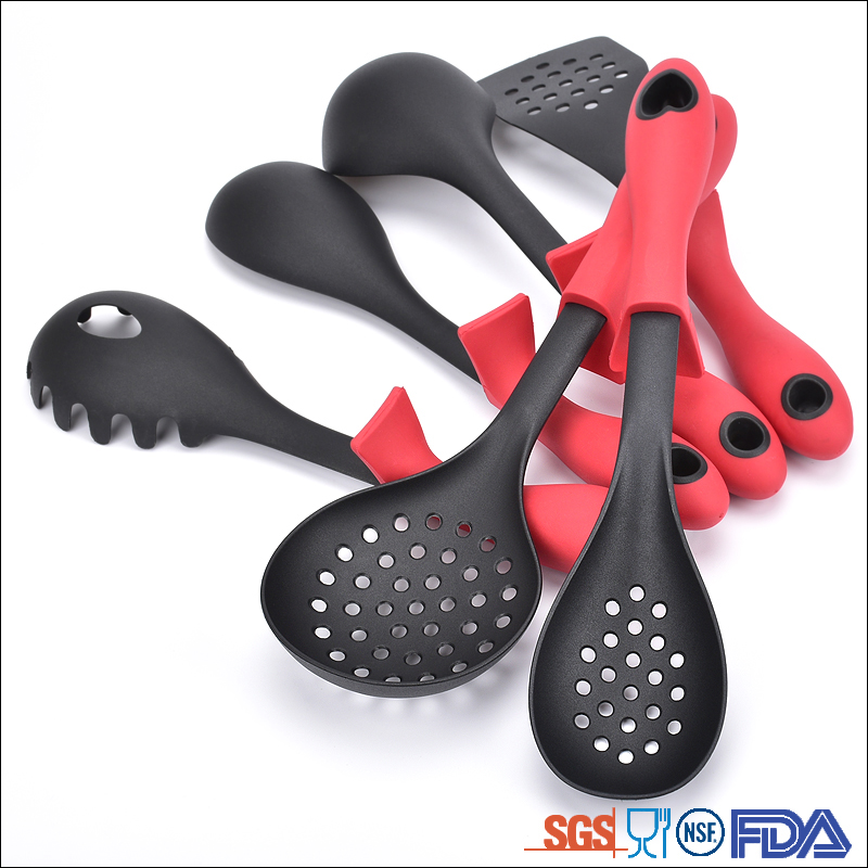 6 Pc New Design Red Soft Handle Household Cooking Nylon Durable Kitchen Utensils