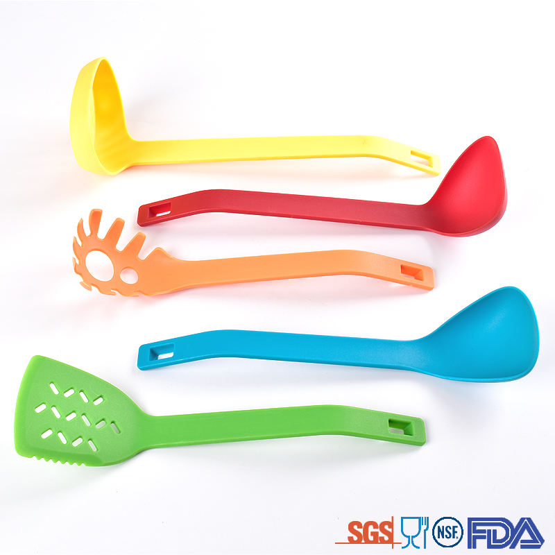 6 Pc new durable plastic colorful kitchen cooking utensil set with holder