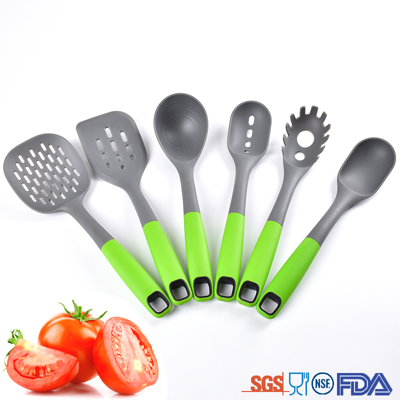 6 Pieces Nylon Plastic Kitchen Utensils Nonstick Cookware Colored Kitchen Utensil set Cooking Utensils With Slotted Spoon