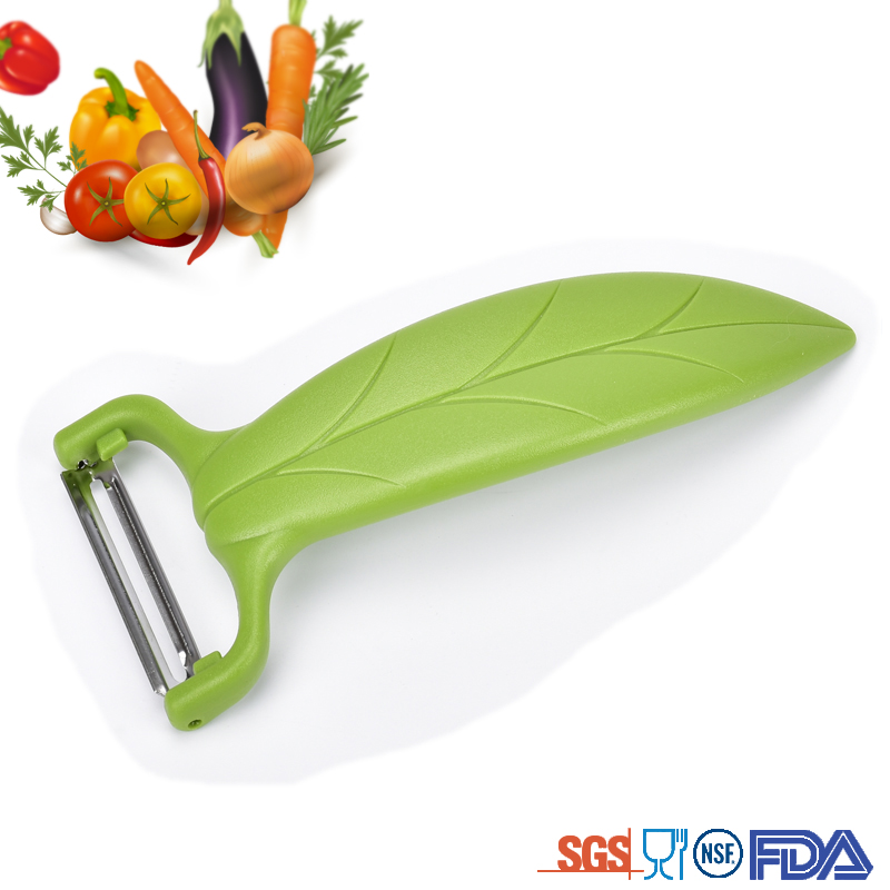 2018 New Designed Stainless Steel Colorful Leaf Shaped Eggplant Fruit Vegetable Peeler