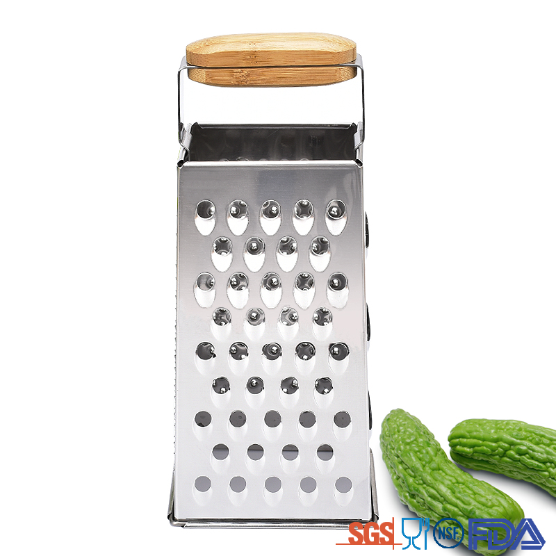 Easiest Hold Bamboo Handle 4 In 1 Multifunctional Vegetable Grater Slicer For Kitchen Use