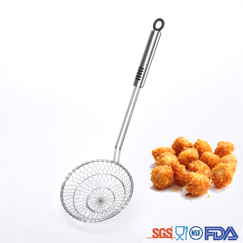 Food grade Handheld Mesh Stainless Steel Colander Oil Net Frying Strainer