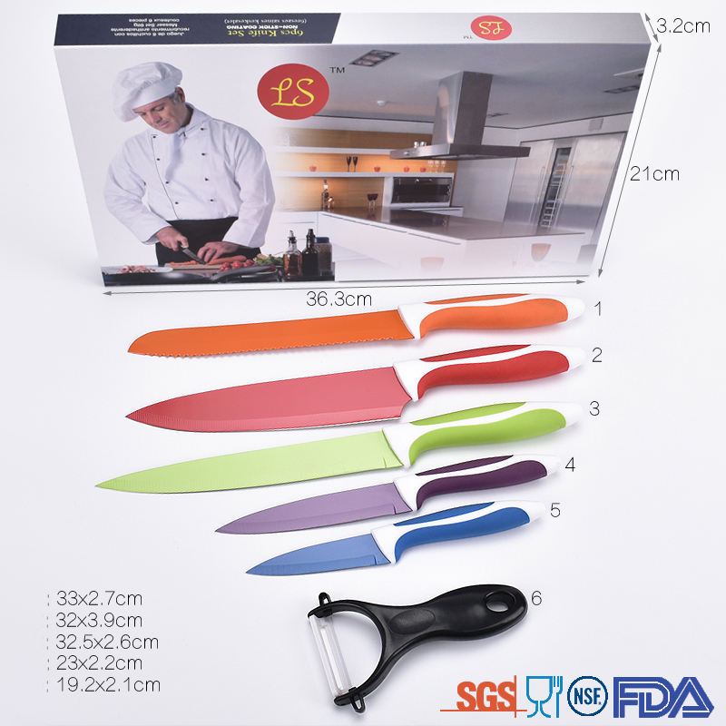 6 in1 set High quality coloring paint kitchen knives