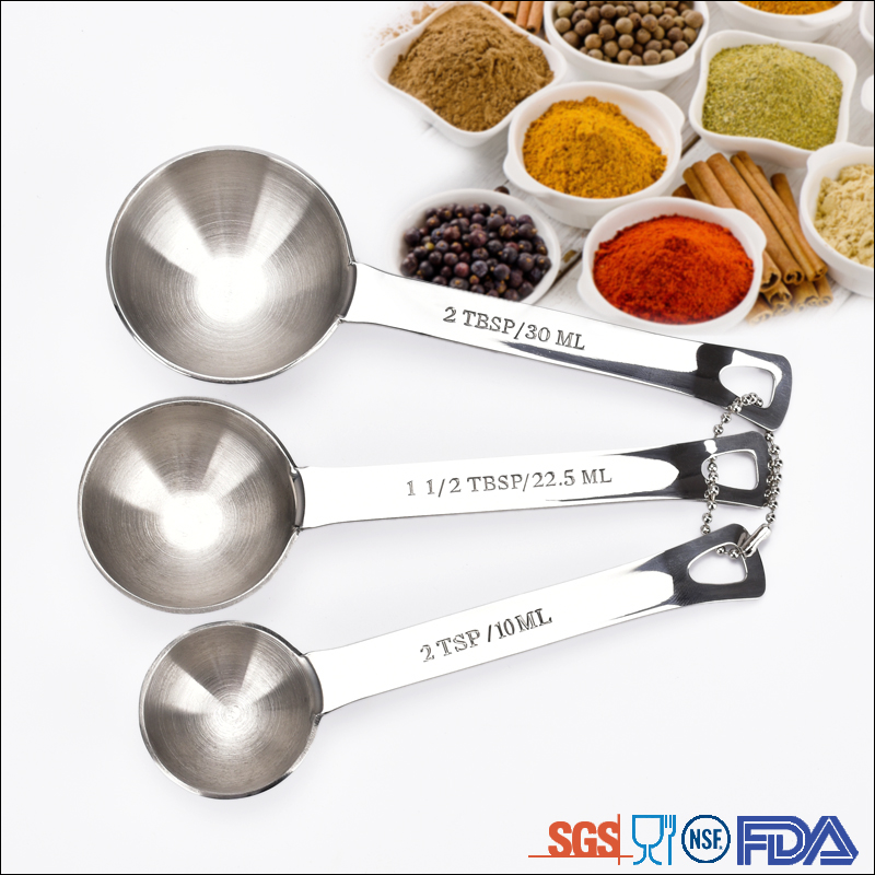 Premium stackable food grade Inside Sand light coffee/tea measuring spoon drinkware Type 3pc measuring cup spoon