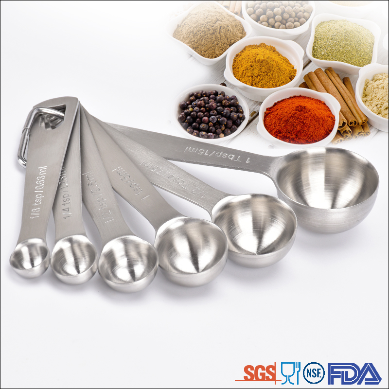 6 in1 set Measuring Spoon Powder Stainless Steel