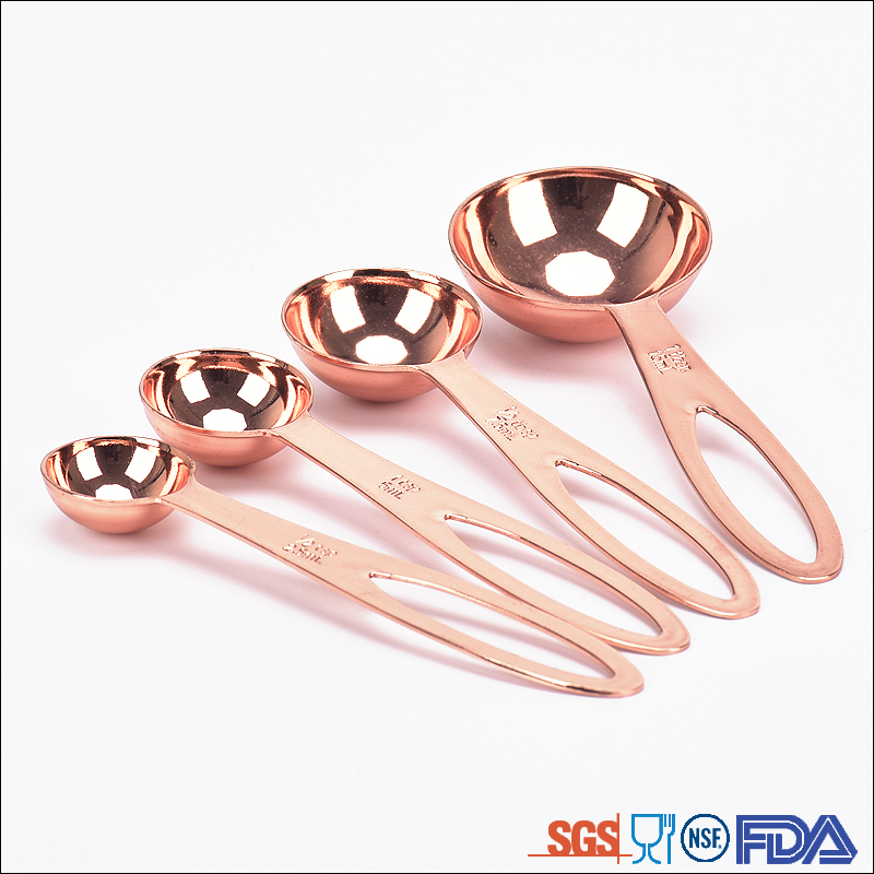 Food grade  4 pcs Copper plating Measuring Spoons