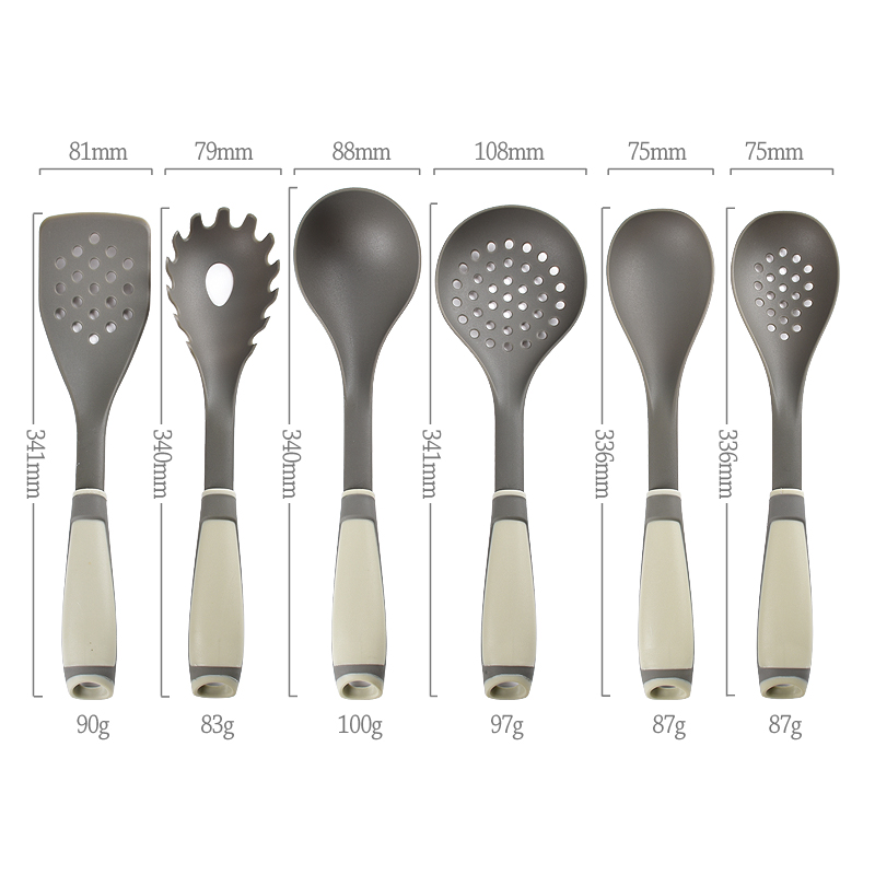 New cooking tools 6 piece nylon nonstick heat resistant kitchen utensil set in custom color box